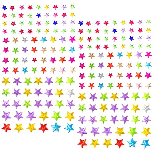 Oblique Unique® 160 Selbstklebende Steine Sticker Verzierung Deko Herzen Sterne Tropfen Kreise (Sterne Bunt) von Oblique Unique