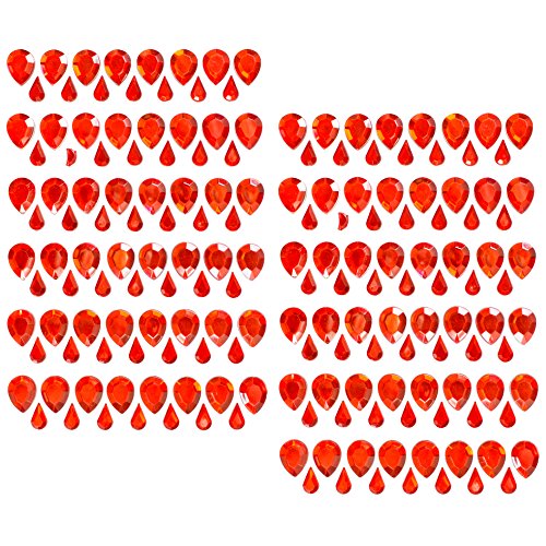 Oblique Unique® 160 Selbstklebende Steine Sticker Verzierung Deko Herzen Sterne Tropfen Kreise (Tropfen Rot) von Oblique Unique