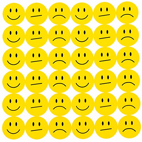 Oblique-Unique® 180 Gelbe Smiley Face Sticker ø 2cm - Lächeln - Neutral - Traurig von Oblique-Unique