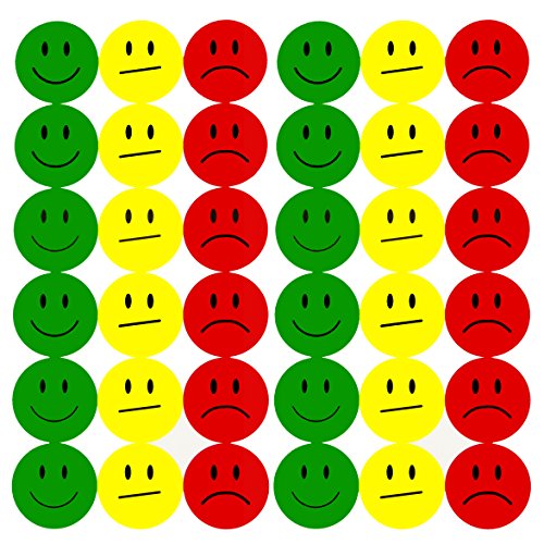 Oblique-Unique® 180 Smiley Face Sticker ø 2cm - Lächeln (Gün) - Neutral (Gelb) - Traurig (Rot) von Oblique-Unique