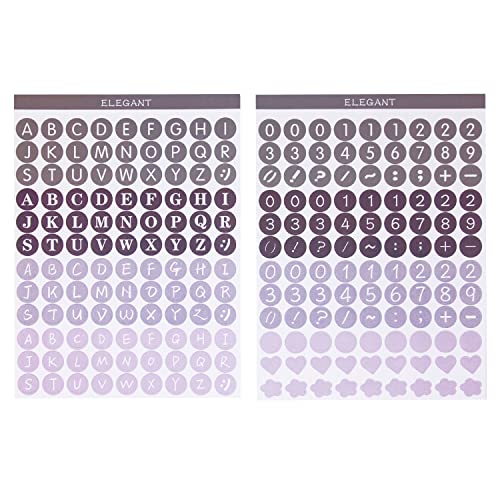Oblique Unique® 216x Buchstaben Zahlen Aufkleber Zeichen Symbole Sticker + Herzen Punkte Blumen in Lila für Schuleinführung zum Basteln Scrapbooking von Oblique Unique