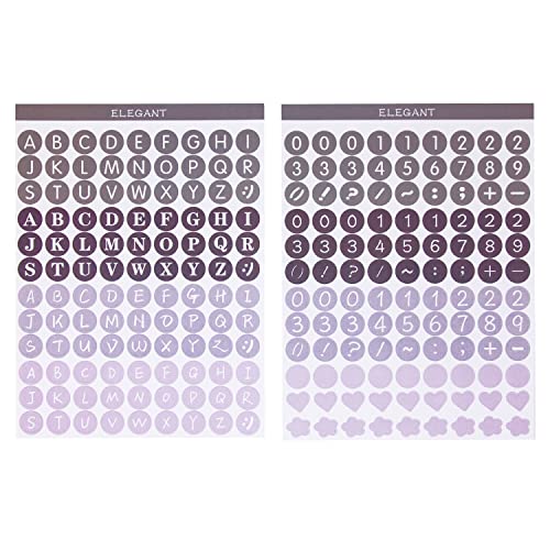 Oblique Unique® 216x Buchstaben Zahlen Aufkleber Zeichen Symbole Sticker + Herzen Punkte Blumen in Lila für Schuleinführung zum Basteln Scrapbooking von Oblique Unique