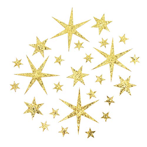 Oblique Unique® 24 Sterne Sticker mit Pailletten Stern Aufkleber Glitzernd Weihnachtssterne Weihnachtsdeko Deko Weihnachten Basteln - Farbe wählbar (Gold) von Oblique Unique