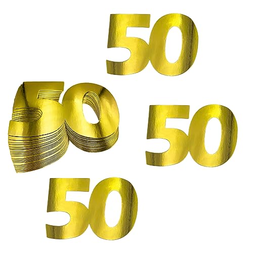 Oblique Unique® 25 Stück XXL Konfetti Zahl 50 Tischdeko Streudeko zur Verzierung Dekoration für Goldene Hochzeit 50. Geburtstag Jubiläum Party zum Basteln von Oblique Unique