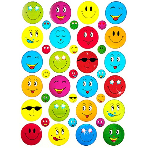 Oblique-Unique® 390 x Smiley Face Sticker I Bunt I Glänzende Oberfläche I 240 x Ø 1,8cm & 150 x ø 0,7cm I Dekoration I Kinder Geburtstag von Oblique-Unique