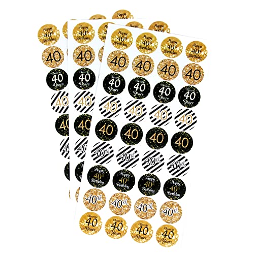 Oblique Unique® 40. Geburtstag Sticker Jubiläum Deko Aufkleber 108 Stück Feier Party Geschenk Dekoration Geburtstagsdeko Gold Schwarz Weiß von Oblique Unique