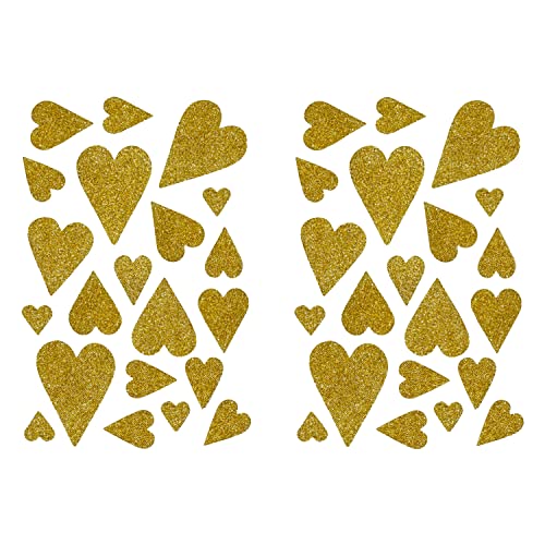 Oblique Unique® 42 Herz Aufkleber mit Glitzereffekt Herzen Sticker Scrapbooking Dekoration Liebe Kinder Geburtstag Valentinstag Weihnachten (Gold) von Oblique Unique