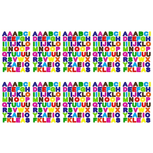 Oblique Unique® 480x Buchstaben Sticker Alphabet ABC Aufkleber Bunt 10 Bögen á 48 Stück für Schuleinführung zum Basteln Spielen Scrapbooking von Oblique Unique