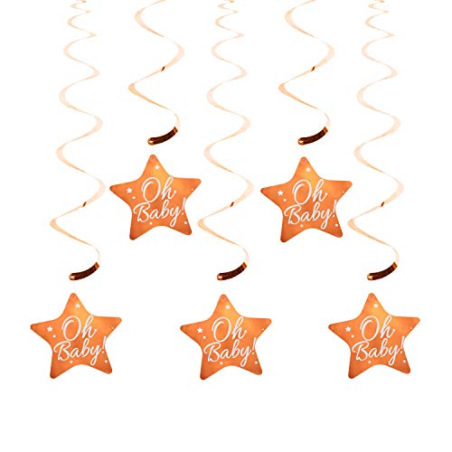 Oblique Unique® 5X Oh Baby! Spiral Wirbel Deckenhänger Girlande Banner mit Stern in Roségold für Baby Shower Deko Baby Party Dekoration von Oblique Unique