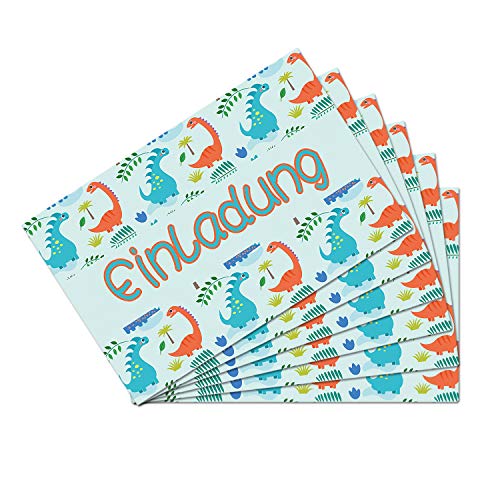 Oblique Unique® 6 Einladungskarten mit Dino Motiven für Kindergeburtstag Jungs Mädchen Dinosaurier Party Einladungen Geburtstagseinladungen mit beschreibbarer Rückseite DIN A6 von Oblique Unique