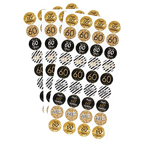 Oblique Unique® 60. Geburtstag Sticker Jubiläum Deko Aufkleber 108 Stück Feier Party Geschenk Dekoration Geburtstagsdeko Gold Schwarz Weiß von Oblique Unique