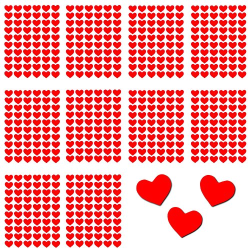 Oblique-Unique® 600 Rote Herzen Sticker Selbstkelbend I Scrapbooking Dekoration Basteln von Oblique-Unique
