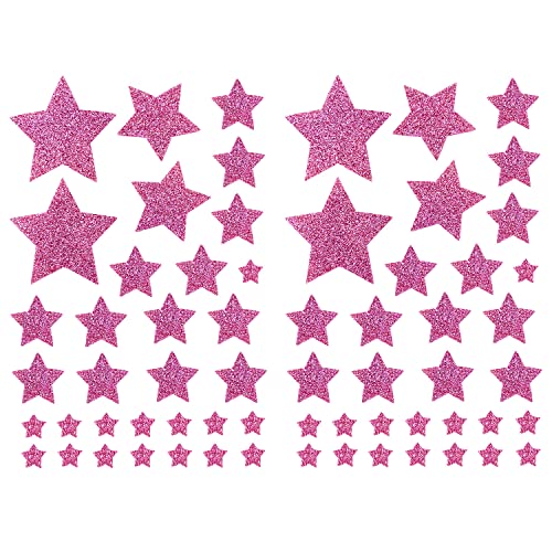 Oblique Unique® 64 Sterne Sticker Stern Aufkleber mit Glitzereffekt für Weihnachten als Weihnachtsdeko zum Basteln Dekorieren Scrapbooking Spielen (Rosa) von Oblique Unique