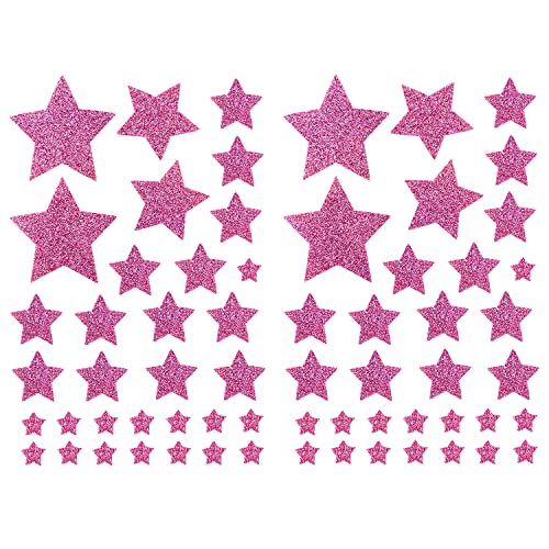 Oblique Unique® 64 Sterne Sticker Stern Aufkleber mit Glitzereffekt für Weihnachten als Weihnachtsdeko zum Basteln Dekorieren Scrapbooking Spielen (Rosa) von Oblique Unique