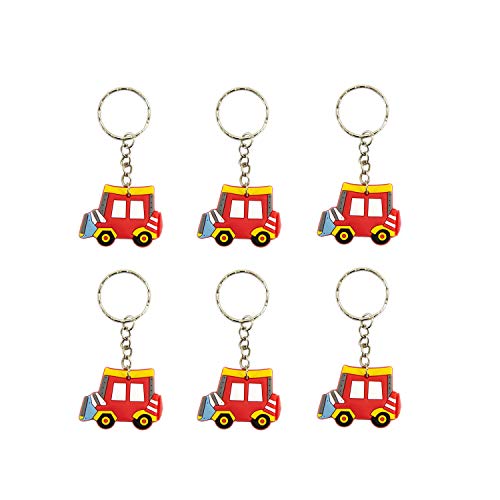 Oblique Unique® 6X Schlüssel Anhänger Auto Bus LKW für Kinder Geburtstag als Mitgebsel Geschenk zum Spielen - wählbar (Rot) von Oblique Unique