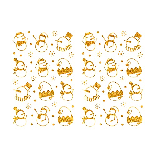 Oblique Unique® 78 Weihnachts Sticker Glitzer Xmas Aufkleber für Weihnachten Geschenk Deko - Schneemann Punkte Schneeflocken (Gold) von Oblique Unique