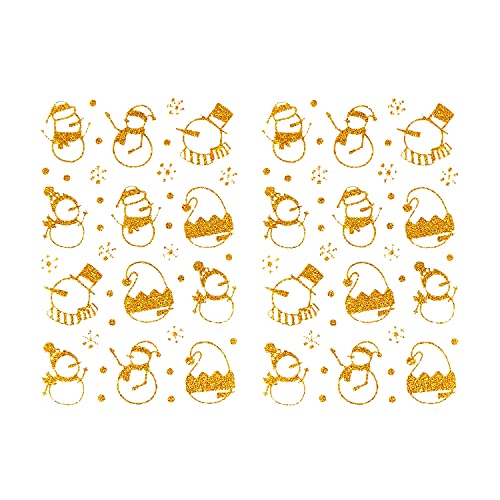 Oblique Unique® 78 Weihnachts Sticker Glitzer Xmas Aufkleber für Weihnachten Geschenk Deko - Schneemann Punkte Schneeflocken (Gold) von Oblique Unique