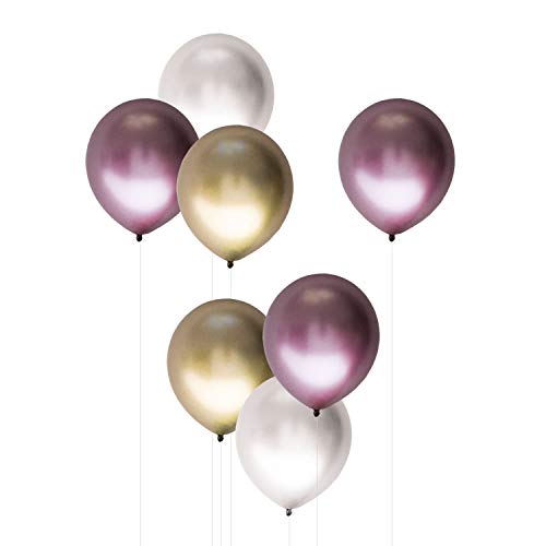 Oblique Unique® 7X Luftballons im Farbmix für Geburtstag Feier Party Deko Ballons im Metallic Look - wählbar (Rosa) von Oblique Unique