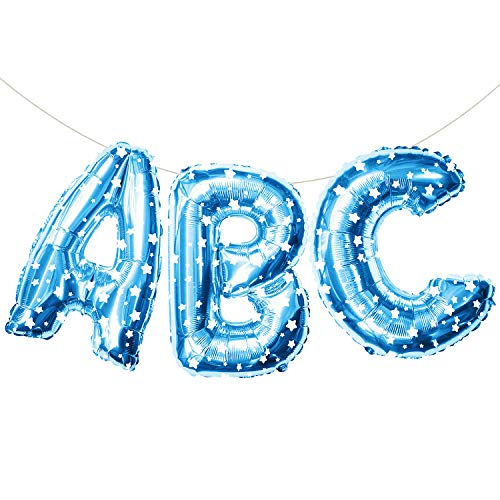 Oblique Unique® ABC Buchstaben Folien Luftballon Girlande Banner Hänge Deko für Einschulung Schuleinführung Schulanfang Schulstart Dekoration Schule Ballons Blau mit Stern von Oblique Unique