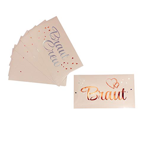 Oblique Unique® Braut + Braut Crew Dosen Flaschen Sticker Set 10 STK. JGA Junggesellinnenabschied Hen Party Hochzeit Etiketten Aufkleber Roségold Silber von Oblique Unique