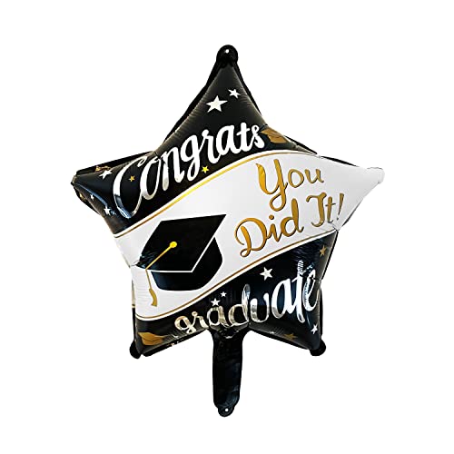 Oblique Unique® Congrats You Did It! Gradvate Stern Folien Luftballon in Schwarz für Schule Abschluss Universität Party Feier Deko Ballon Folienballon von Oblique Unique