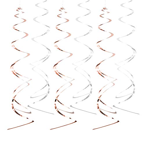 Oblique-Unique® Deckenhänger 6 Stück Spiral Girlanden - Farbe wählbar (Silber-Roségold) von Oblique-Unique