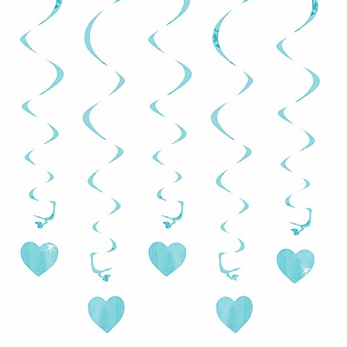 Oblique-Unique® Deckenhänger Spiral Girlanden mit Herzen - Farbe wählbar (Hellblau) von Oblique Unique