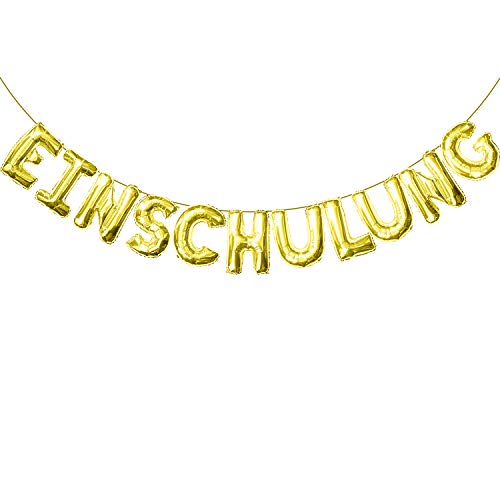 Oblique Unique® Einschulung Folien Luftballon Girlande Banner Hänge Deko für Schuleinführung Schulanfang Schulstart Dekoration Schule Jungs Mädchen Gold von Oblique Unique