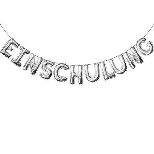 Oblique Unique® Einschulung Folien Luftballon Girlande Banner Hänge Deko für Schuleinführung Schulanfang Schulstart Dekoration Schule Jungs Mädchen Silber von Oblique Unique