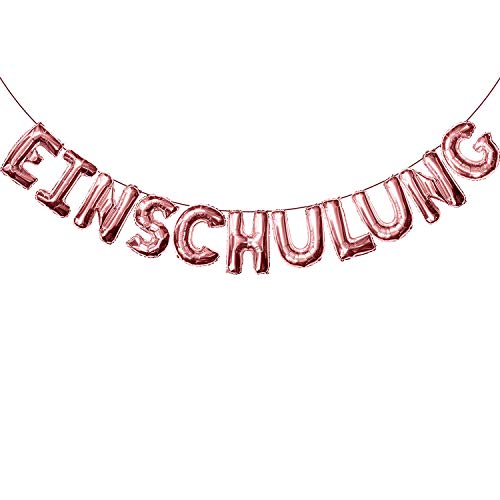 Oblique Unique® Einschulung Folien Luftballon Girlande Banner Hänge Deko für Schuleinführung Schulanfang Schulstart Dekoration Schule Mädchen Roségold von Oblique Unique