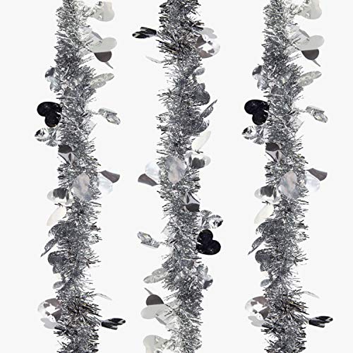 Oblique Unique® Folien Girlande 3 STK. mit Herzen und Glitzer Effekt für Geburtstag JGA Hochzeit Party Feier Deko - Farbe wählbar (Silber) von Oblique Unique