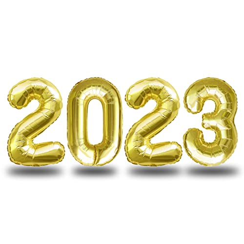 Oblique Unique® Folien Luftballon 2023 für Silvester Neujahr Party Deko Zahl Ballons Luftballons Zahlenballons in Gold von Oblique Unique