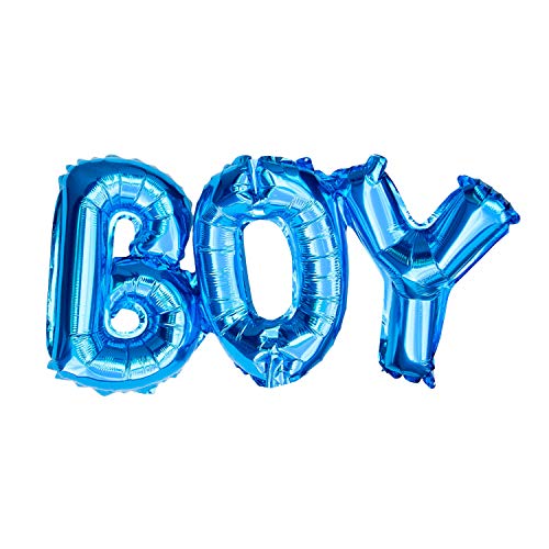 Oblique Unique® Folien Luftballon Baby Boy Girl Schriftzug Folienballon für Baby Shower Party Geburt Mädchen Junge Blau Gold Rosa - wählbar (Boy - Blau) von Oblique Unique