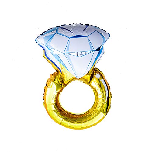 Oblique Unique® Folien Luftballon Diamant Ring Trauring Hochzeitsring Folienballon für Hochzeit JGA Junggesellinnenabschied Verlobung Party Gold Weiß Blau von Oblique Unique