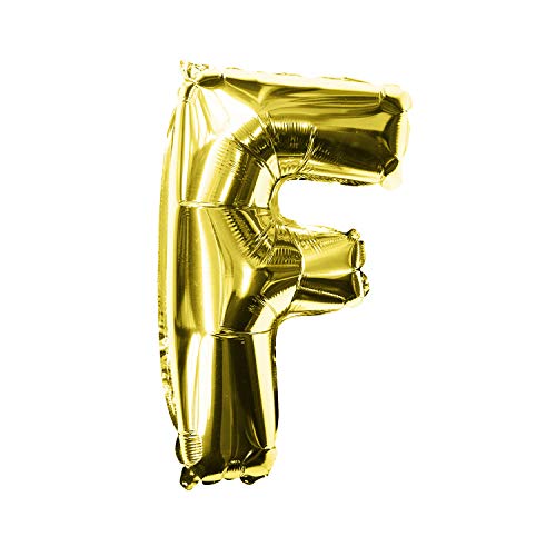 Oblique Unique® Folien Luftballon alle Buchstaben Alphabet ABC Herz Stern in Gold für Geburtstag Jubiläum goldene Hochzeit JGA Party Deko Folienballon - wählbar (Buchstabe F) von Oblique Unique