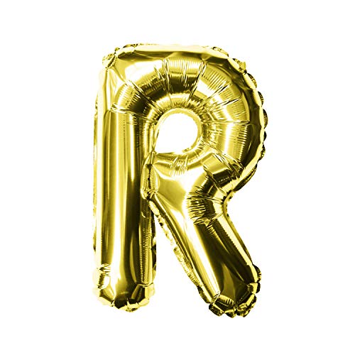 Oblique Unique® Folien Luftballon alle Buchstaben Alphabet ABC Herz Stern in Gold für Geburtstag Jubiläum goldene Hochzeit JGA Party Deko Folienballon - wählbar (Buchstabe R) von Oblique Unique