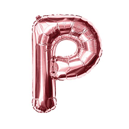Oblique Unique® Folien Luftballon alle Buchstaben Alphabet ABC Herz Stern in Roségold für Geburtstag Jubiläum Schuleinführung JGA Hochzeit Baby Shower Party Deko Folienballon - wählbar (Buchstabe P) von Oblique Unique