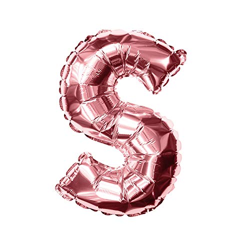 Oblique Unique® Folien Luftballon alle Buchstaben Alphabet ABC Herz Stern in Roségold für Geburtstag Jubiläum Schuleinführung JGA Hochzeit Baby Shower Party Deko Folienballon - wählbar (Buchstabe S) von Oblique Unique