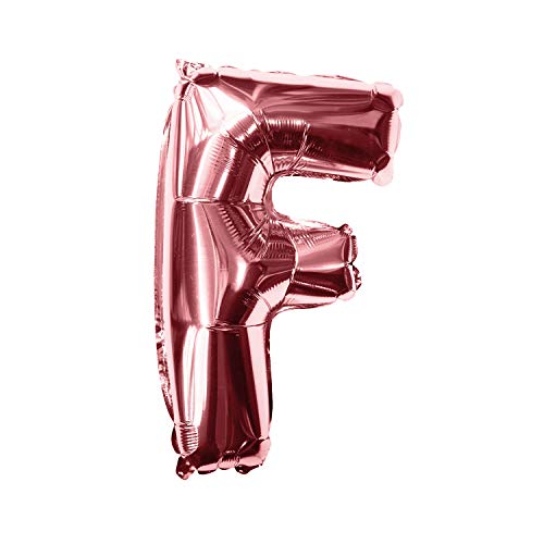 Oblique Unique® Folien Luftballon alle Buchstaben Alphabet ABC Herz Stern in Roségold für Geburtstag Jubiläum Schuleinführung JGA Hochzeit Baby Shower Party Deko Folienballon - wählbar (Buchstabe F) von Oblique Unique