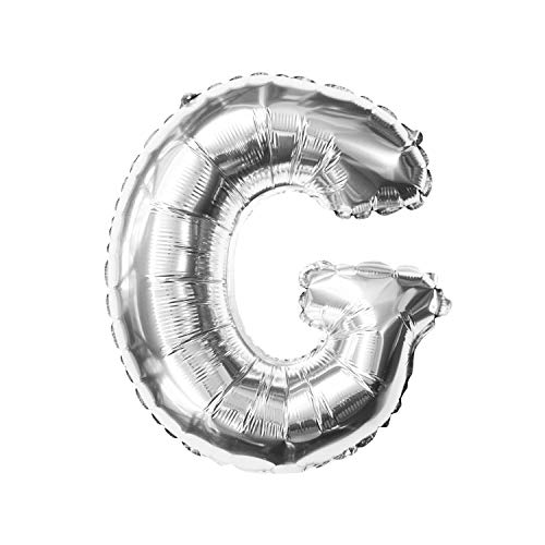 Oblique Unique® Folien Luftballon alle Buchstaben Alphabet ABC Herz Stern in Silber für Geburtstag Jubiläum Schuleinführung Silber Hochzeit JGA Party Deko Folienballon - wählbar (Buchstabe G) von Oblique Unique