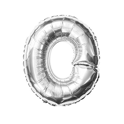Oblique Unique® Folien Luftballon alle Buchstaben Alphabet ABC Herz Stern in Silber für Geburtstag Jubiläum Schuleinführung Silber Hochzeit JGA Party Deko Folienballon - wählbar (Buchstabe O) von Oblique Unique