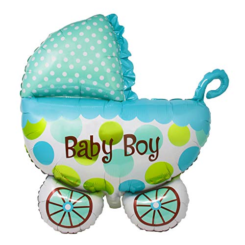 Oblique Unique® Folien Luftballon in Kinderwagen Form oder rund It's a Baby Boy! / It's a Baby Girl! für Geburt Baby Shower Party Deko (Kinderwagen - Baby Boy) von Oblique Unique