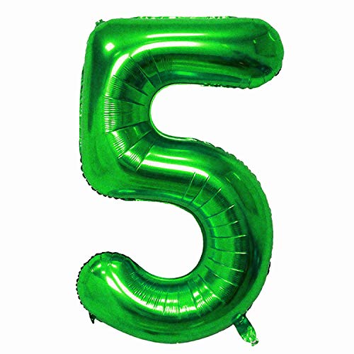 Oblique Unique® Folien Luftballon mit Zahl Nummer 0-9 Folienballon für Kinder Geburtstag Jubiläum Silvester Party Deko Ballon Grün - Zahl wählbar (Nr 5) von Oblique Unique