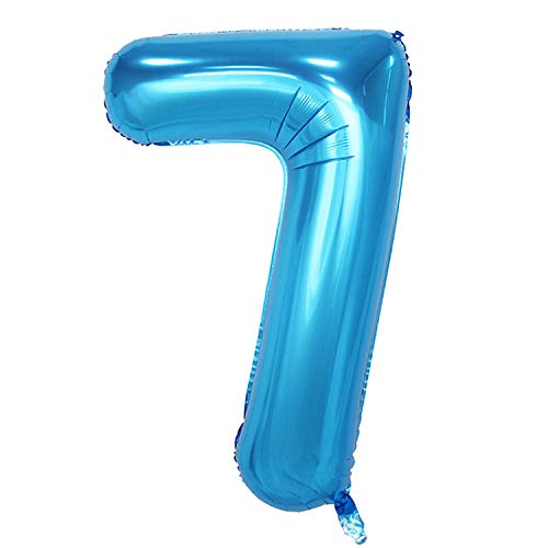 Oblique Unique® Folien Luftballon mit Zahl Nummer für Kinder Geburtstag Jubiläum Silvester Party Deko Folienballon in Blau - Zahl wählbar (Nr 7) von Oblique Unique