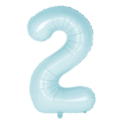 Oblique Unique® Folien Luftballon mit Zahl Nummer in Hellblau für Kinder Geburtstag Junge Jungen Jubiläum Party Deko Ballon Folienballon (Nr. 2) von Oblique Unique