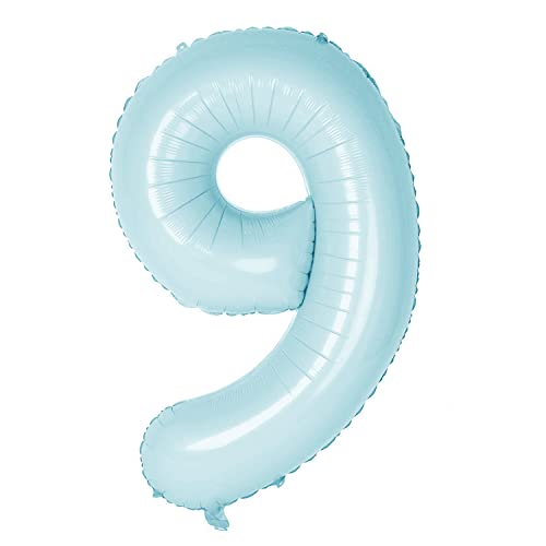 Oblique Unique® Folien Luftballon mit Zahl Nummer in Hellblau für Kinder Geburtstag Junge Jungen Jubiläum Party Deko Ballon Folienballon (Nr. 9) von Oblique Unique