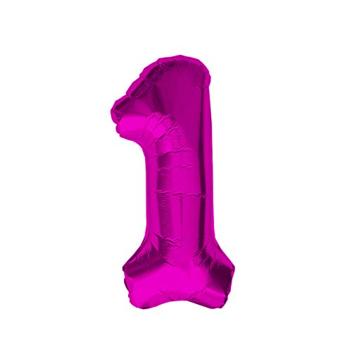 Oblique Unique® Folien Luftballon mit Zahl Nummer in Pink für Kinder Geburtstag Jubiläum Party Deko Folienballon - Zahl wählbar (Nr 1) von Oblique Unique