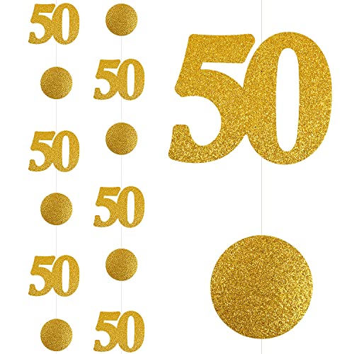 Oblique Unique® Girlande Deckenhänger Zahl 25 Zahl 50 mit Kreisen Banner Deko für Silberhochzeit Goldene Hochzeit Geburtstag Jubiläum Feier Party (Zahl 50 - Gold) von Oblique Unique