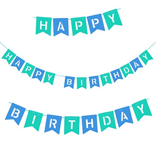 Oblique-Unique® Happy Birthday Girlande in Blau und Türkis aus echtem Filz - Geburtstag Party Dekoration von Oblique Unique