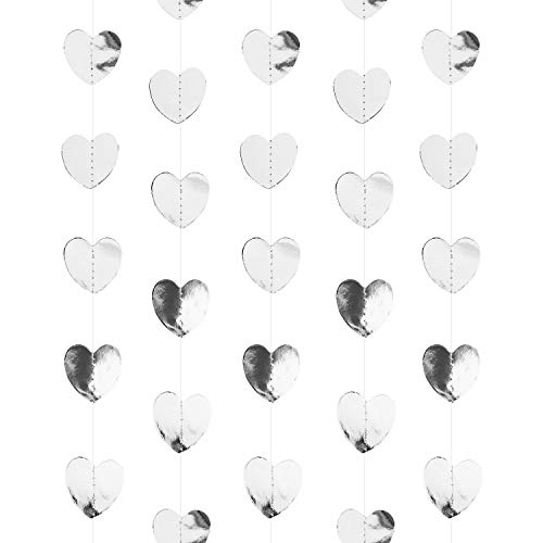Oblique Unique® Herz Girlande Deckenhänger Banner mit Herzen Deko für JGA Junggesellinnenabschied Hen Party Hochzeit Valentinstag Geburtstag Party - Farbe wählbar (Silber) von Oblique Unique